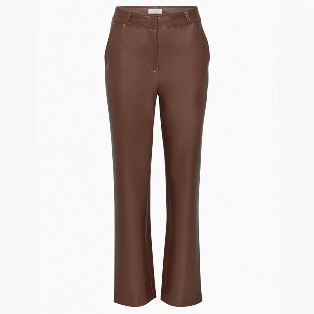 Aritzia Babaton Command Faux Leather Pant in Rich Mocha Brown Size 4